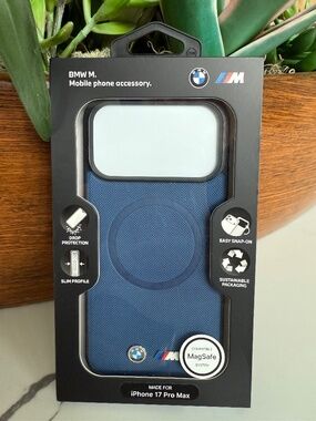 New BMW M Case for IPhone 17 Pro Max Metal Logo MagSafe Navy Blue
